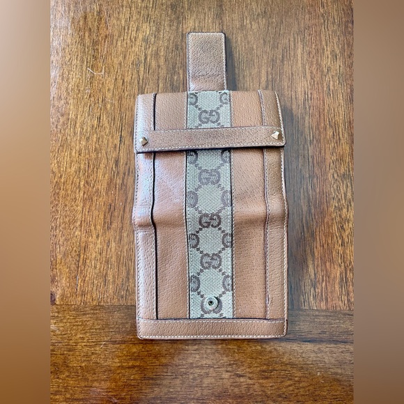 Vintage Gucci Striped Monogram Studded Compact Wallet - Picture 4 of 10